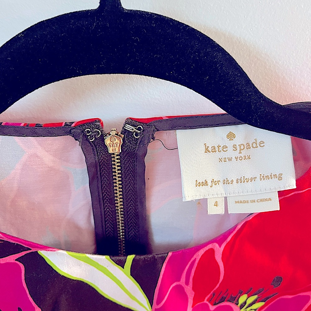 Like new: $298 KATE SPADE Peplum Cotton Sheath Dress, Red/Pink Floral, Size 4 - Picture 12 of 16